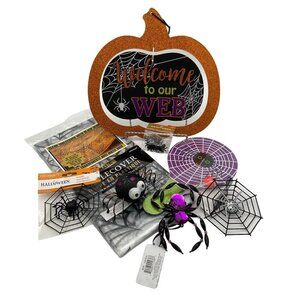 Halloween Bundle Of 8 Spider Themed Ornaments & Decor NEW with Tags